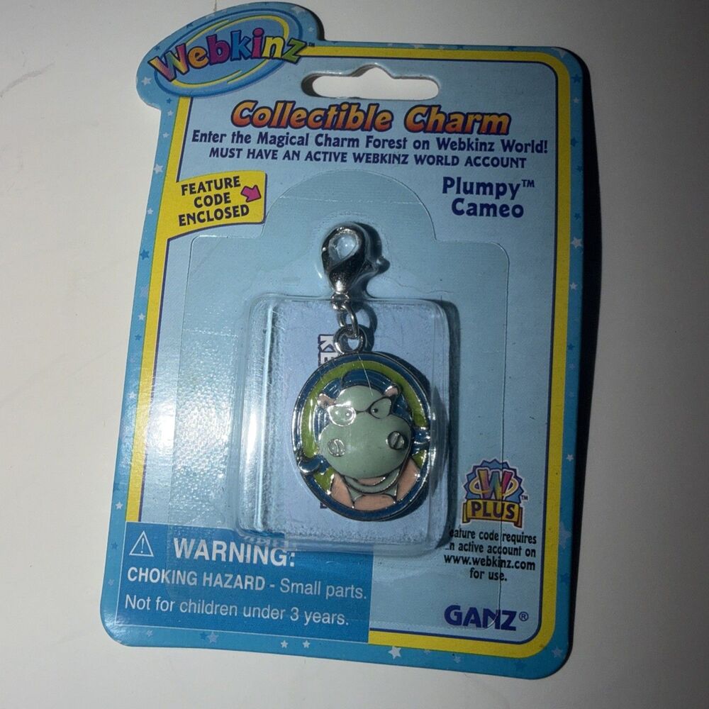 Ganz Webkinz World Collectible Plumpy Hippo Cameo Charm And Code New Sealed